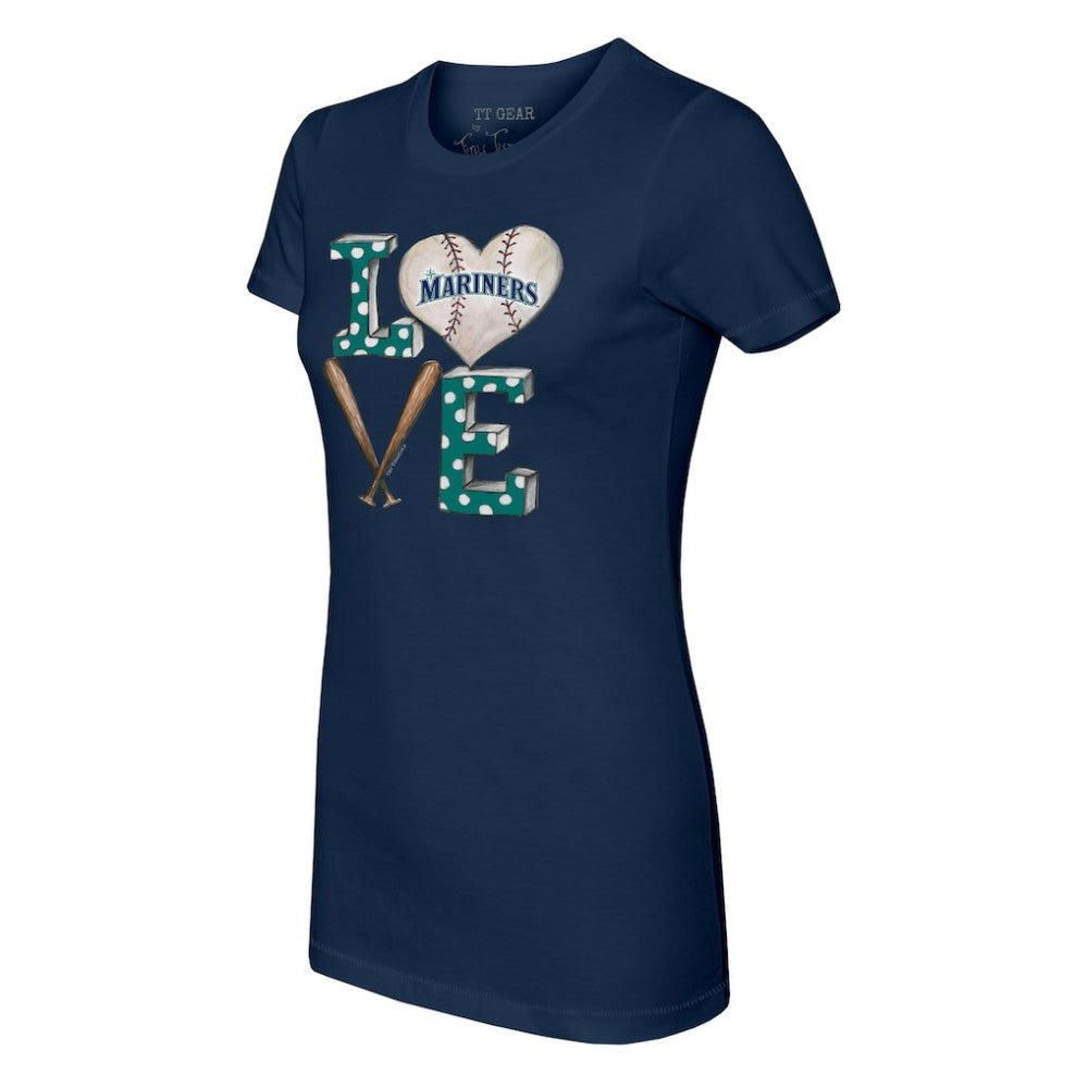 Navy Seattle Mariners Tiny Turnip Women's Baseball Love T-Shirt