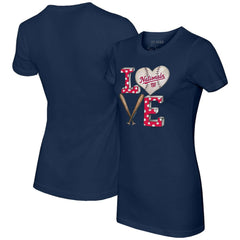 Navy Washington Nationals Tiny Turnip Women's Baseball Love T-Shirt
