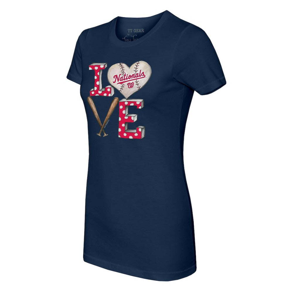 Navy Washington Nationals Tiny Turnip Women's Baseball Love T-Shirt