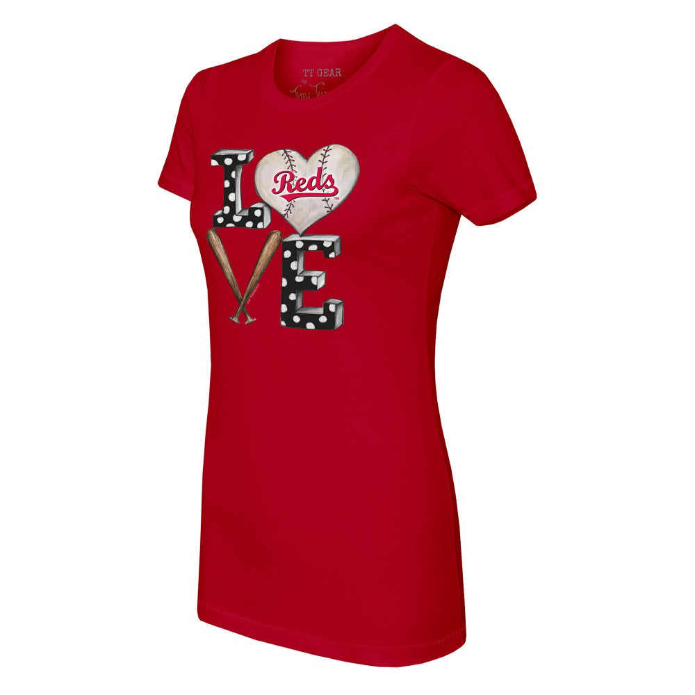 Red Cincinnati Reds Tiny Turnip Women's Baseball Love T-Shirt