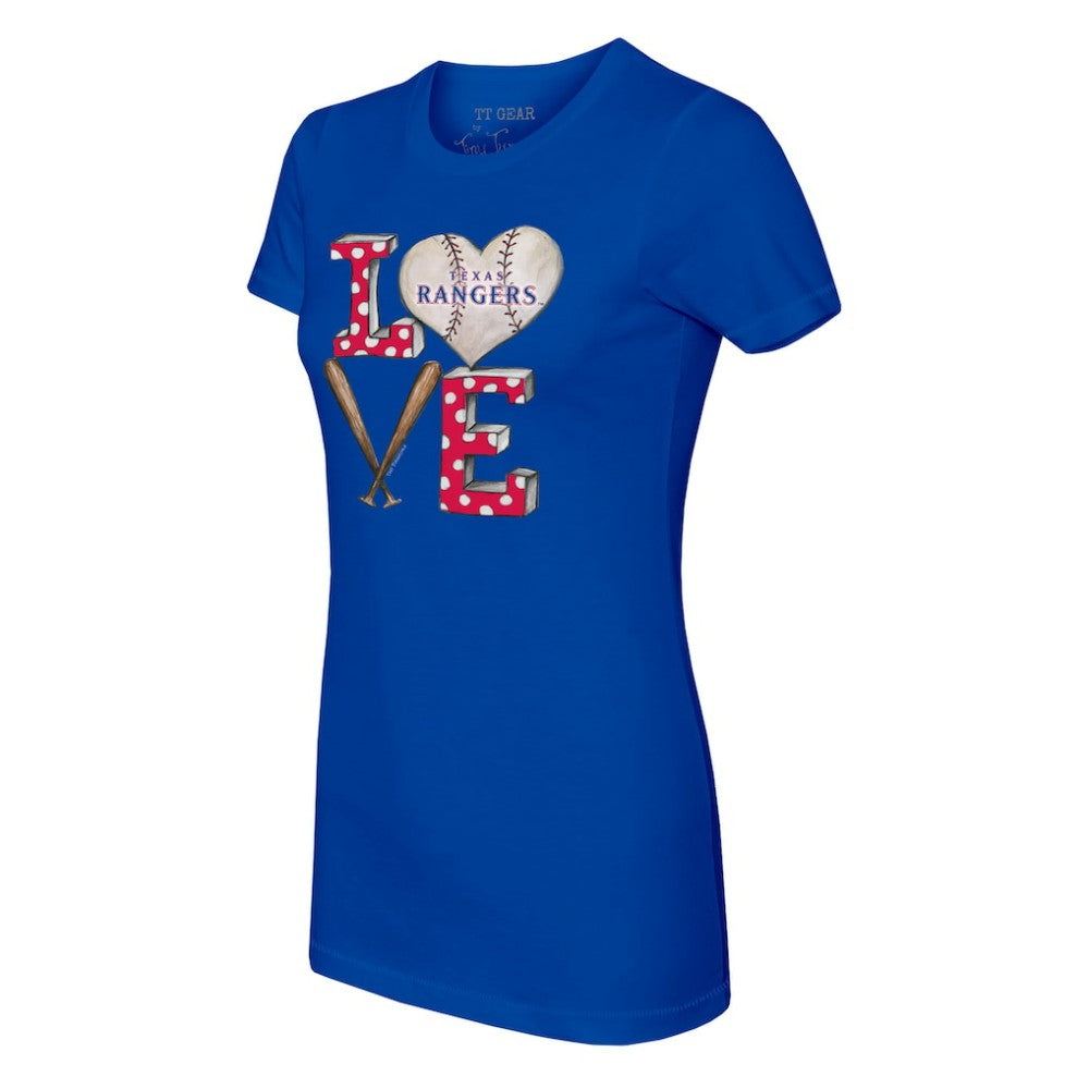 Royal Texas Rangers Tiny Turnip Women's Baseball Love T-Shirt
