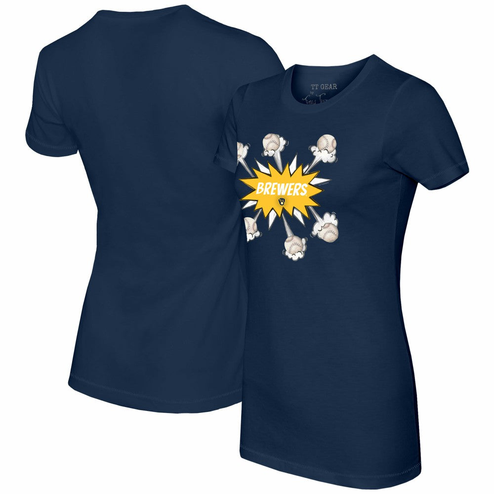 Navy Milwaukee Brewers Tiny Turnip Women's Baseball Pow T-Shirt