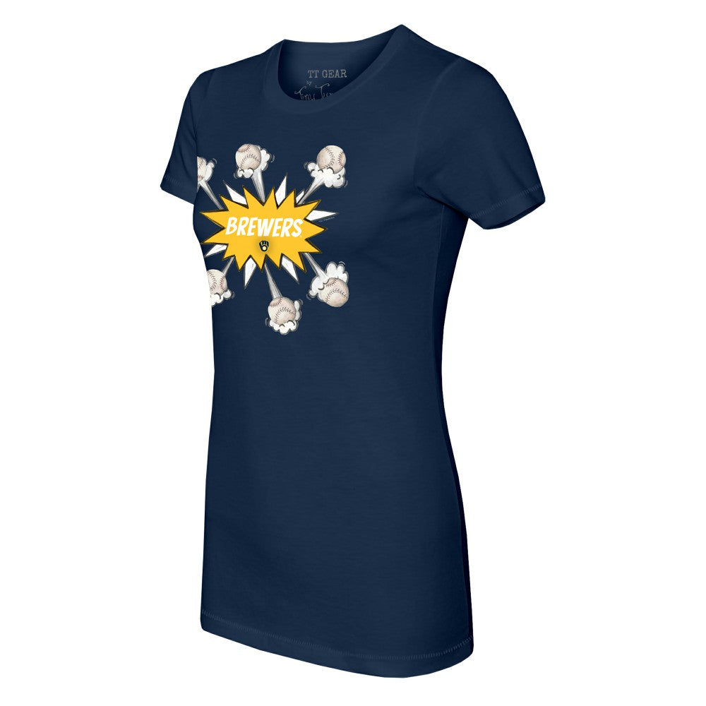 Navy Milwaukee Brewers Tiny Turnip Women's Baseball Pow T-Shirt