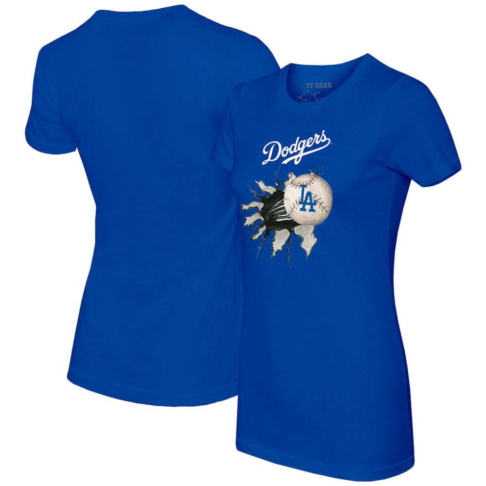 Royal Los Angeles Dodgers Tiny Turnip Women's Baseball Tear T-Shirt