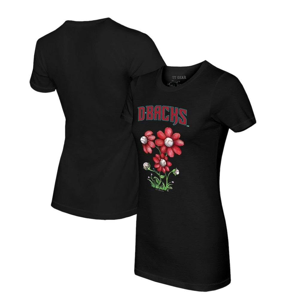 Black Arizona Diamondbacks Tiny Turnip Women's Blooming Baseballs T-Shirt