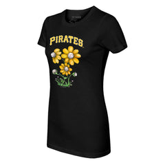 Black Pittsburgh Pirates Tiny Turnip Women's Blooming Baseballs T-Shirt
