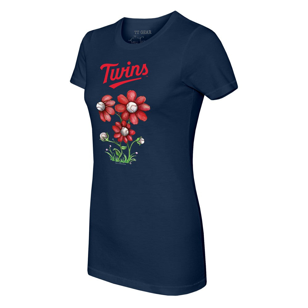 Navy Minnesota Twins Tiny Turnip Women's Blooming Baseballs T-Shirt