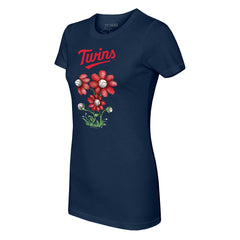 Navy Minnesota Twins Tiny Turnip Women's Blooming Baseballs T-Shirt