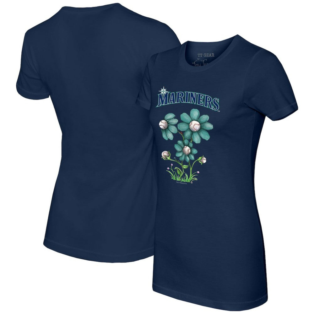 Navy Seattle Mariners Tiny Turnip Women's Blooming Baseballs T-Shirt