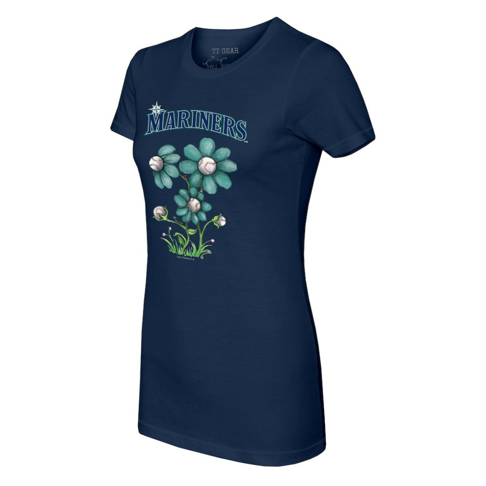 Navy Seattle Mariners Tiny Turnip Women's Blooming Baseballs T-Shirt