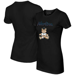 Black Miami Marlins Tiny Turnip Women's Teddy Boy T-Shirt