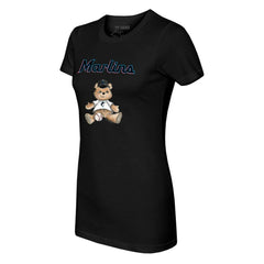Black Miami Marlins Tiny Turnip Women's Teddy Boy T-Shirt