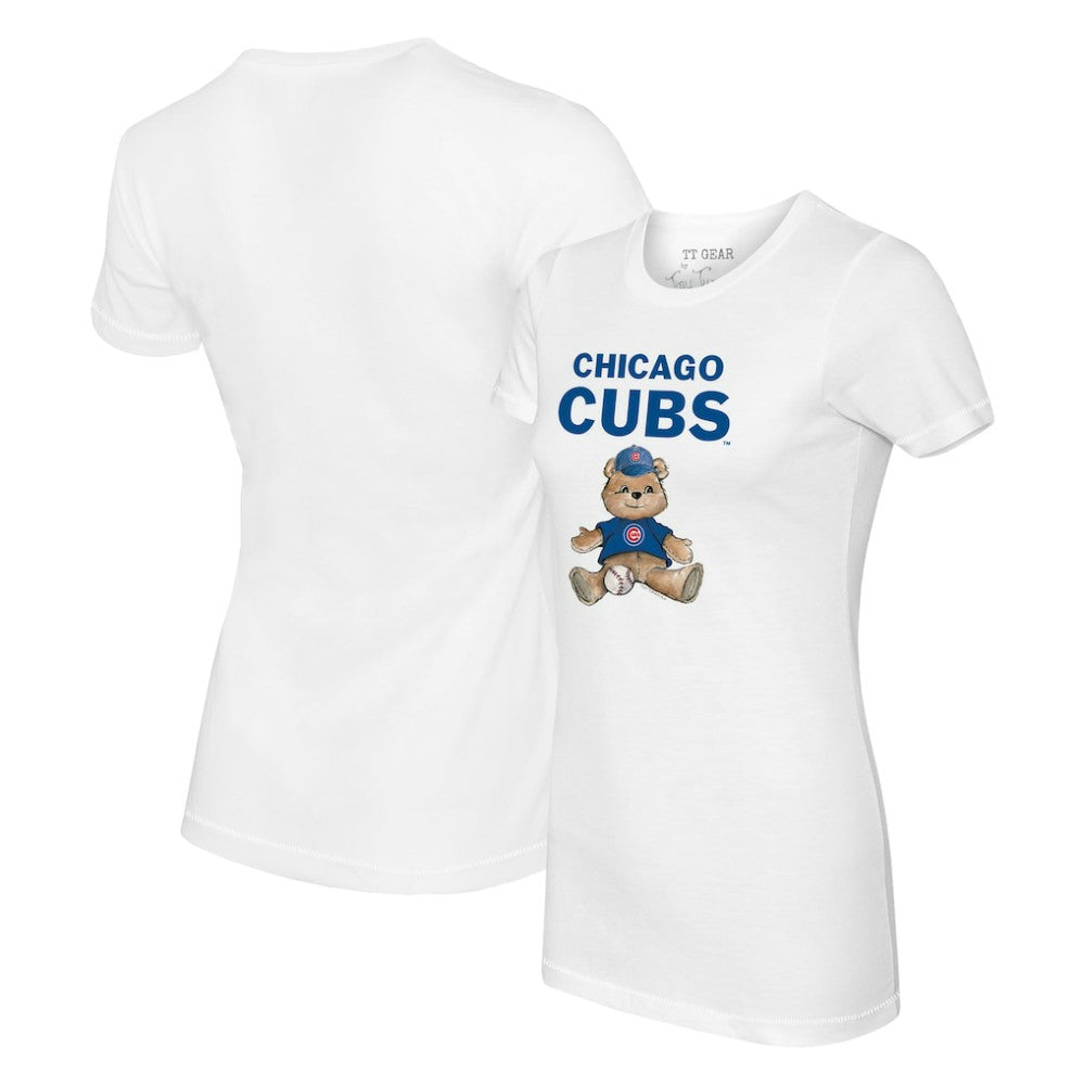 White Chicago Cubs Tiny Turnip Women's Teddy Boy T-Shirt
