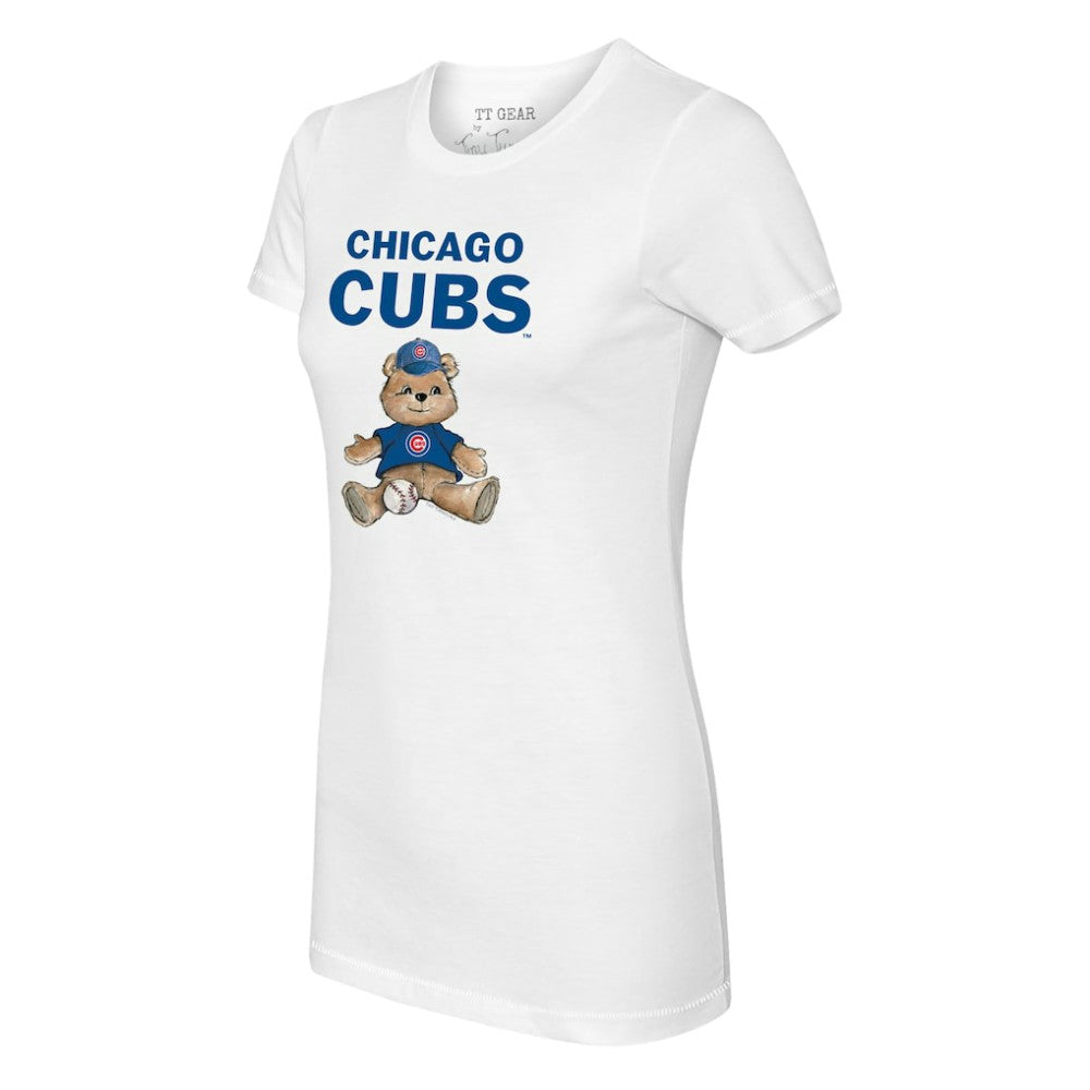 White Chicago Cubs Tiny Turnip Women's Teddy Boy T-Shirt