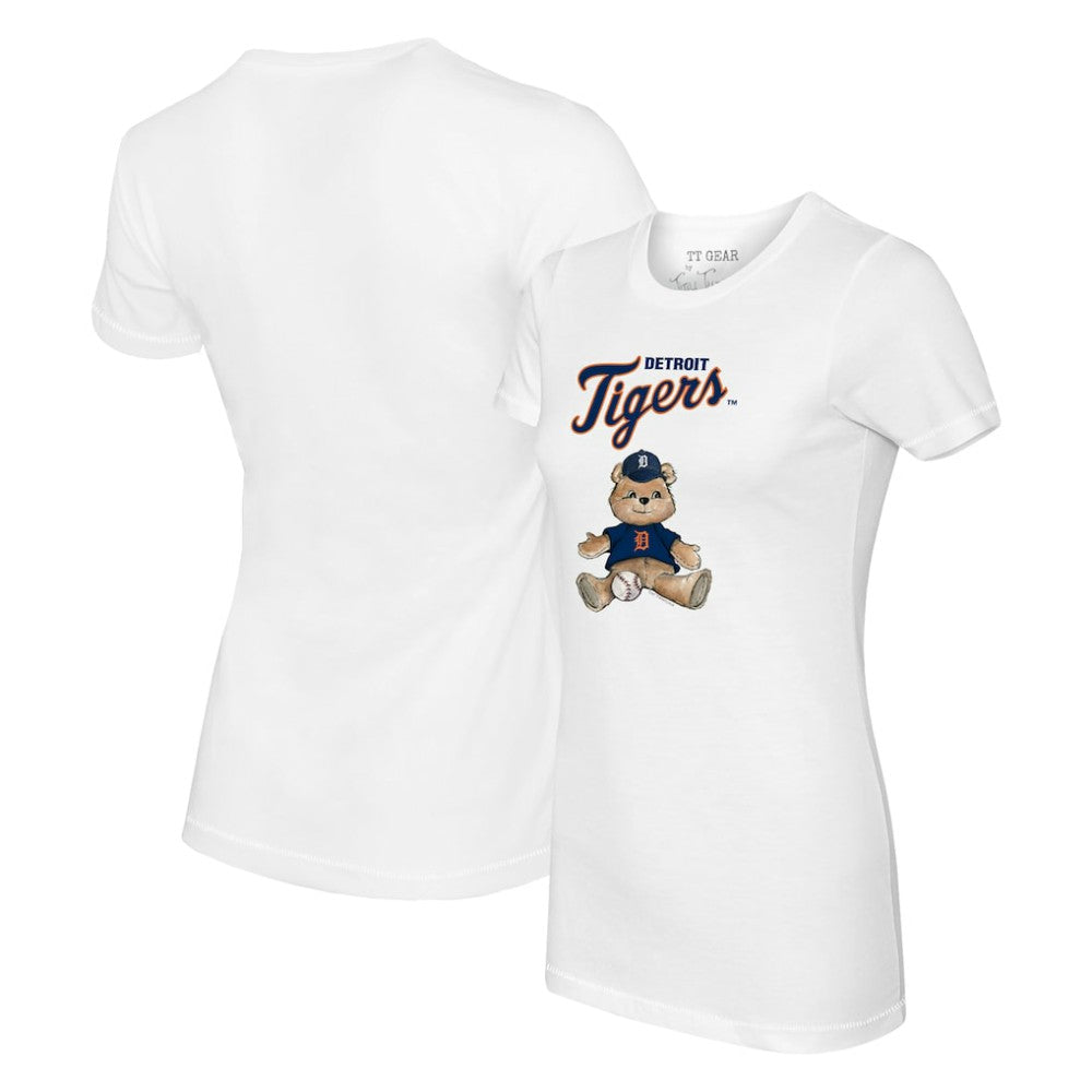 White Detroit Tigers Tiny Turnip Women's Teddy Boy T-Shirt