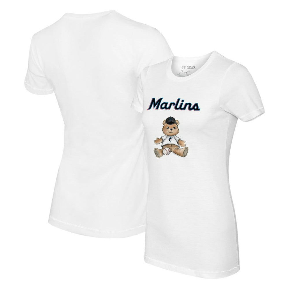White Miami Marlins Tiny Turnip Women's Teddy Boy T-Shirt