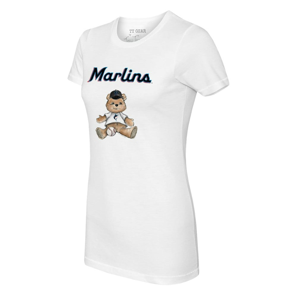 White Miami Marlins Tiny Turnip Women's Teddy Boy T-Shirt