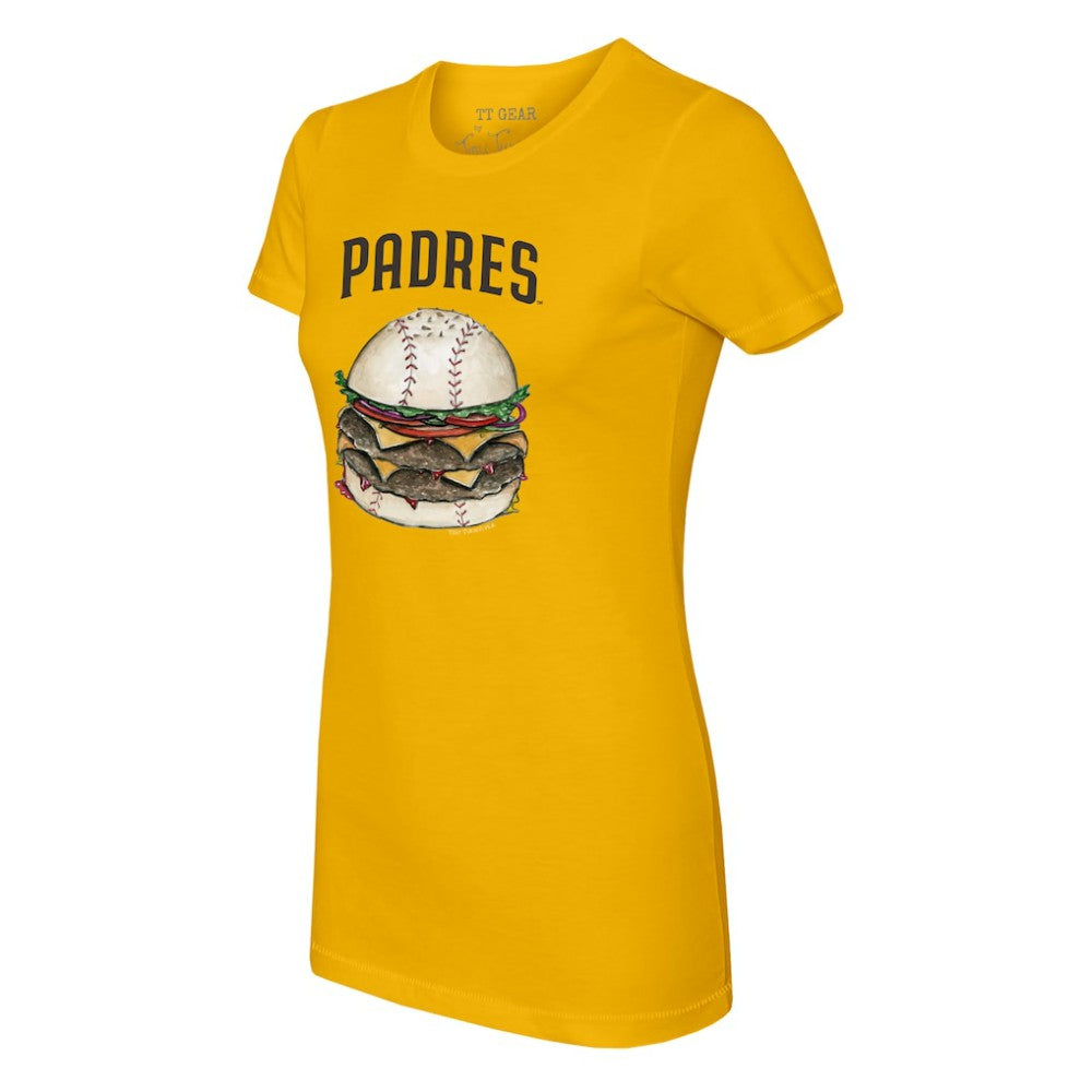 Gold San Diego Padres Tiny Turnip Women's Burger T-Shirt