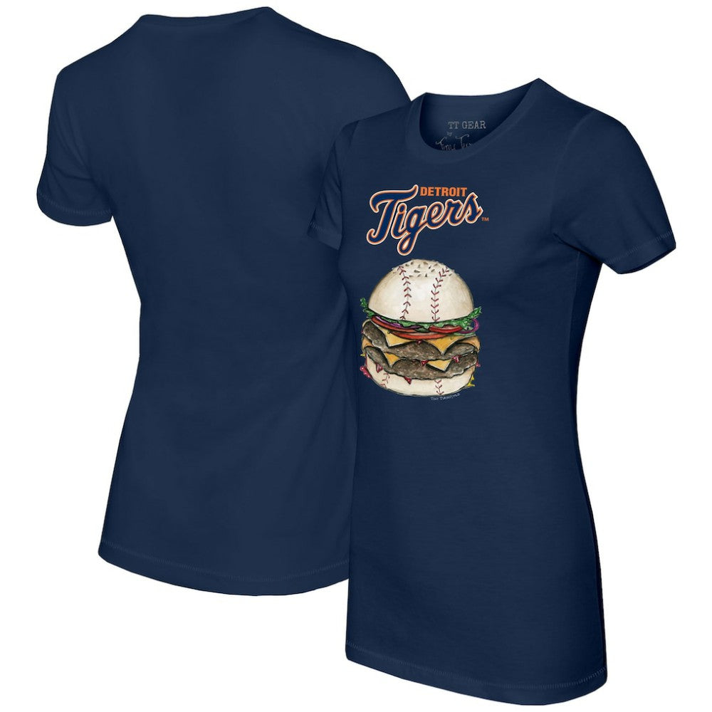 Navy Detroit Tigers Tiny Turnip Women's Burger T-Shirt