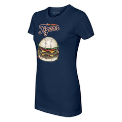 Navy Detroit Tigers Tiny Turnip Women's Burger T-Shirt