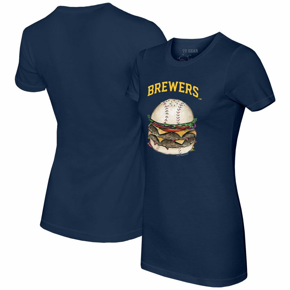Navy Milwaukee Brewers Tiny Turnip Women's Burger T-Shirt