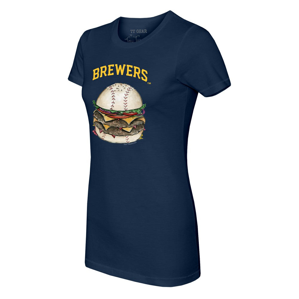Navy Milwaukee Brewers Tiny Turnip Women's Burger T-Shirt