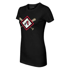 Black Arizona Diamondbacks Tiny Turnip Women's Diamond Cross Bats T-Shirt
