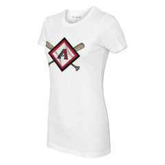 White Arizona Diamondbacks Tiny Turnip Women's Diamond Cross Bats T-Shirt