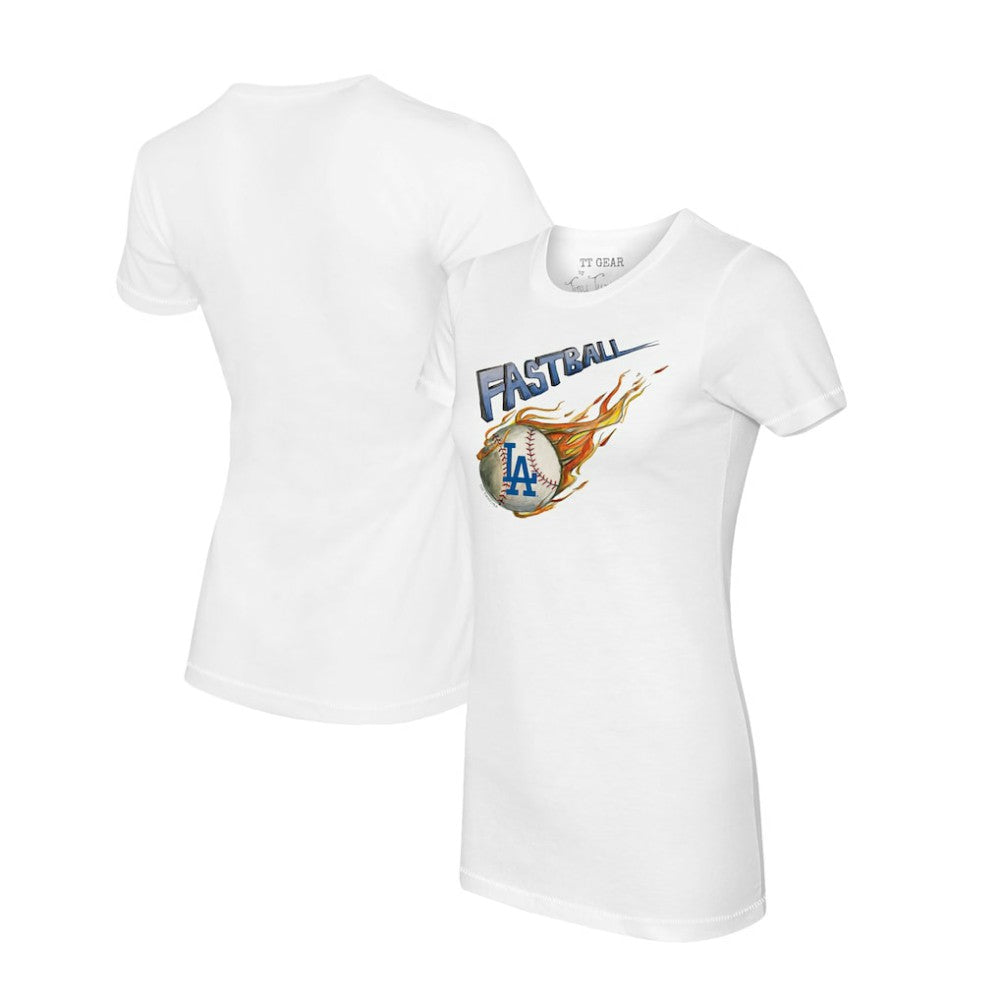 White Los Angeles Dodgers Tiny Turnip Women's Fastball T-Shirt