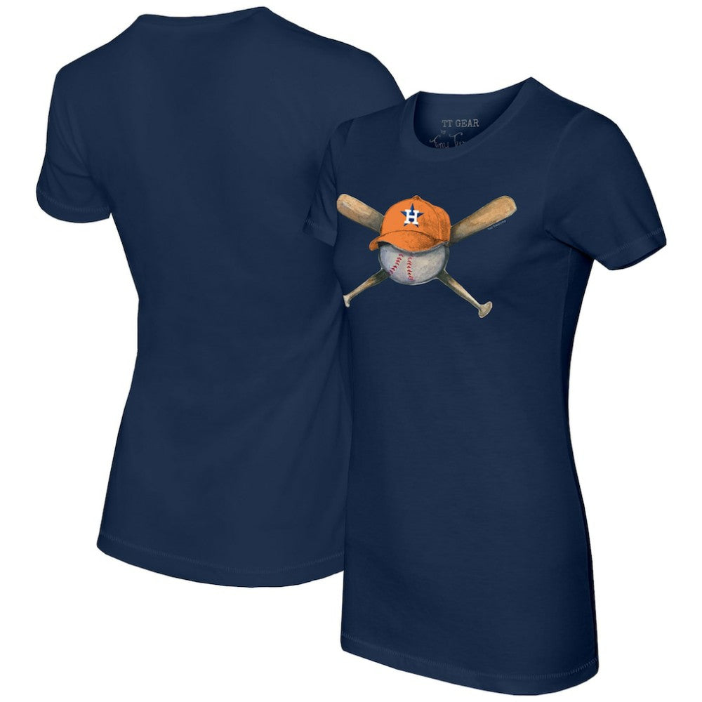 Navy Houston Astros Tiny Turnip Women's Hat Crossbats T-Shirt