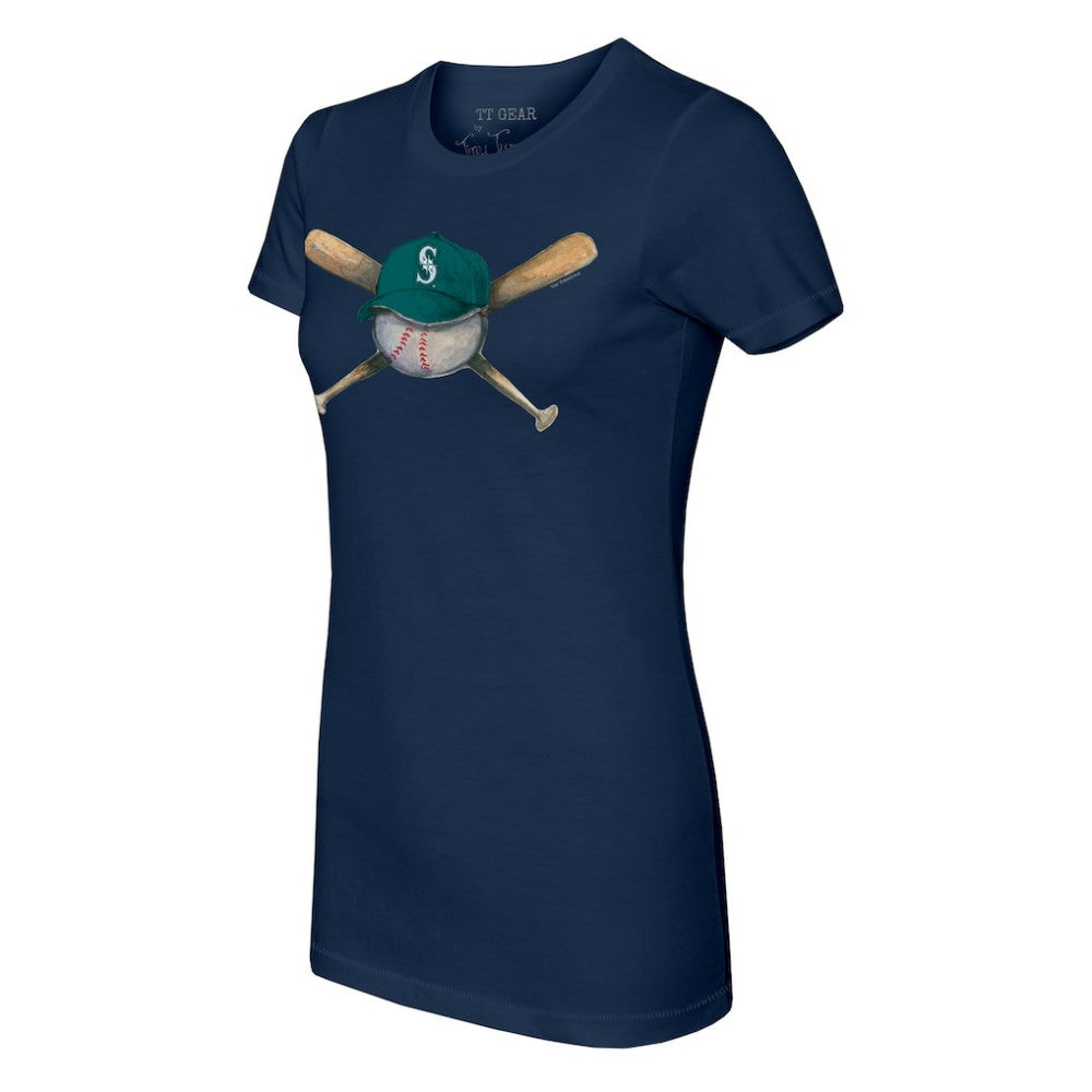 Navy Seattle Mariners Tiny Turnip Women's Hat Crossbats T-Shirt