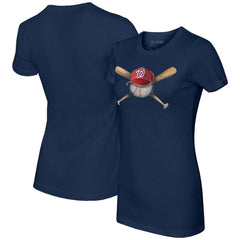 Navy Washington Nationals Tiny Turnip Women's Hat Crossbats T-Shirt
