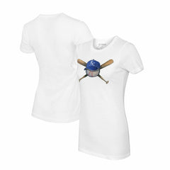 White Kansas City Royals Tiny Turnip Women's Hat Crossbats T-Shirt