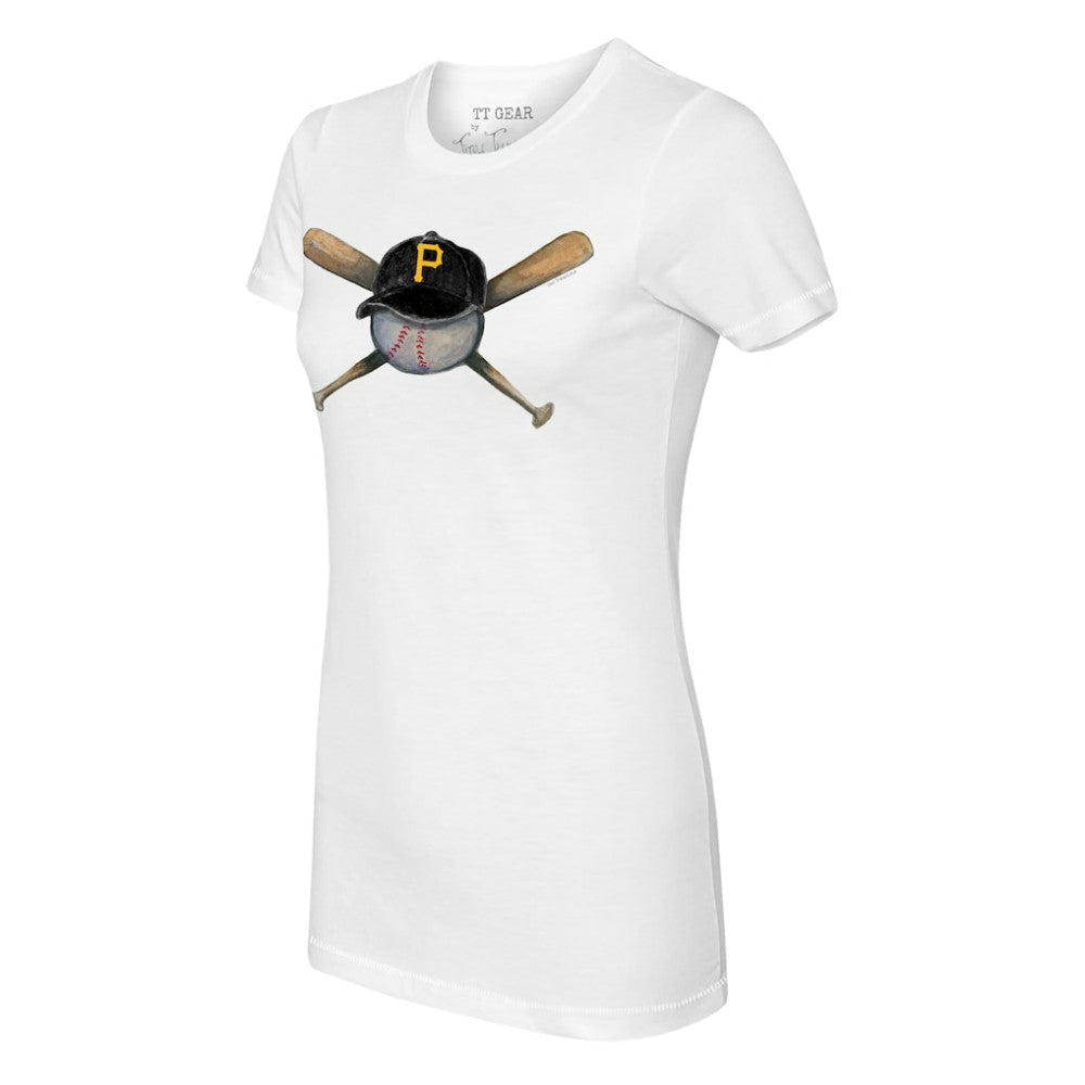 White Pittsburgh Pirates Tiny Turnip Women's Hat Crossbats T-Shirt