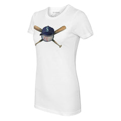 White Seattle Mariners Tiny Turnip Women's Hat Crossbats T-Shirt