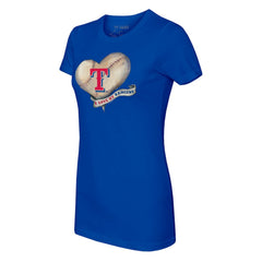 Royal Texas Rangers Tiny Turnip Women's Heart Banner T-Shirt