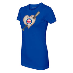 Royal Chicago Cubs Tiny Turnip Women's Heart Bat T-Shirt