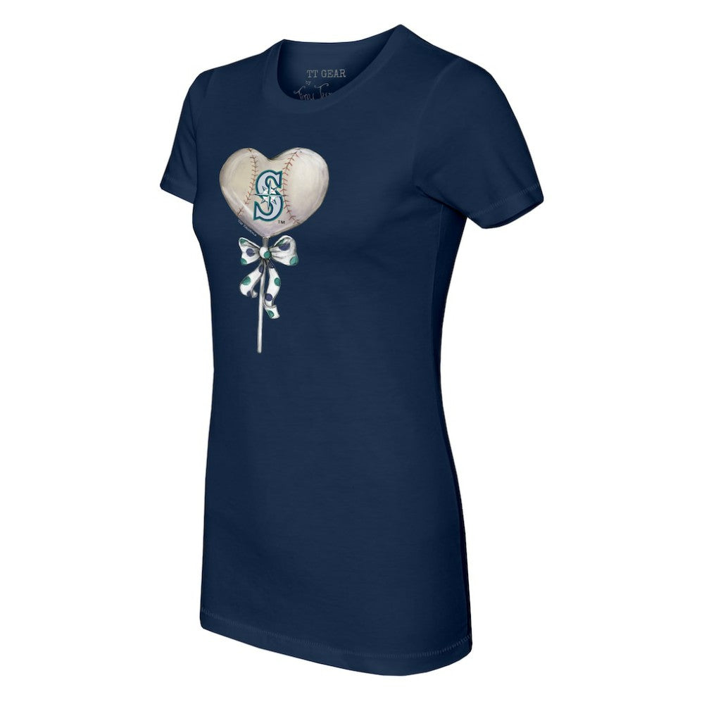 Navy Seattle Mariners Tiny Turnip Women's Heart Lolly T-Shirt