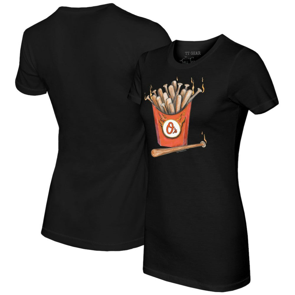 Black Baltimore Orioles Tiny Turnip Women's Hot Bats T-Shirt