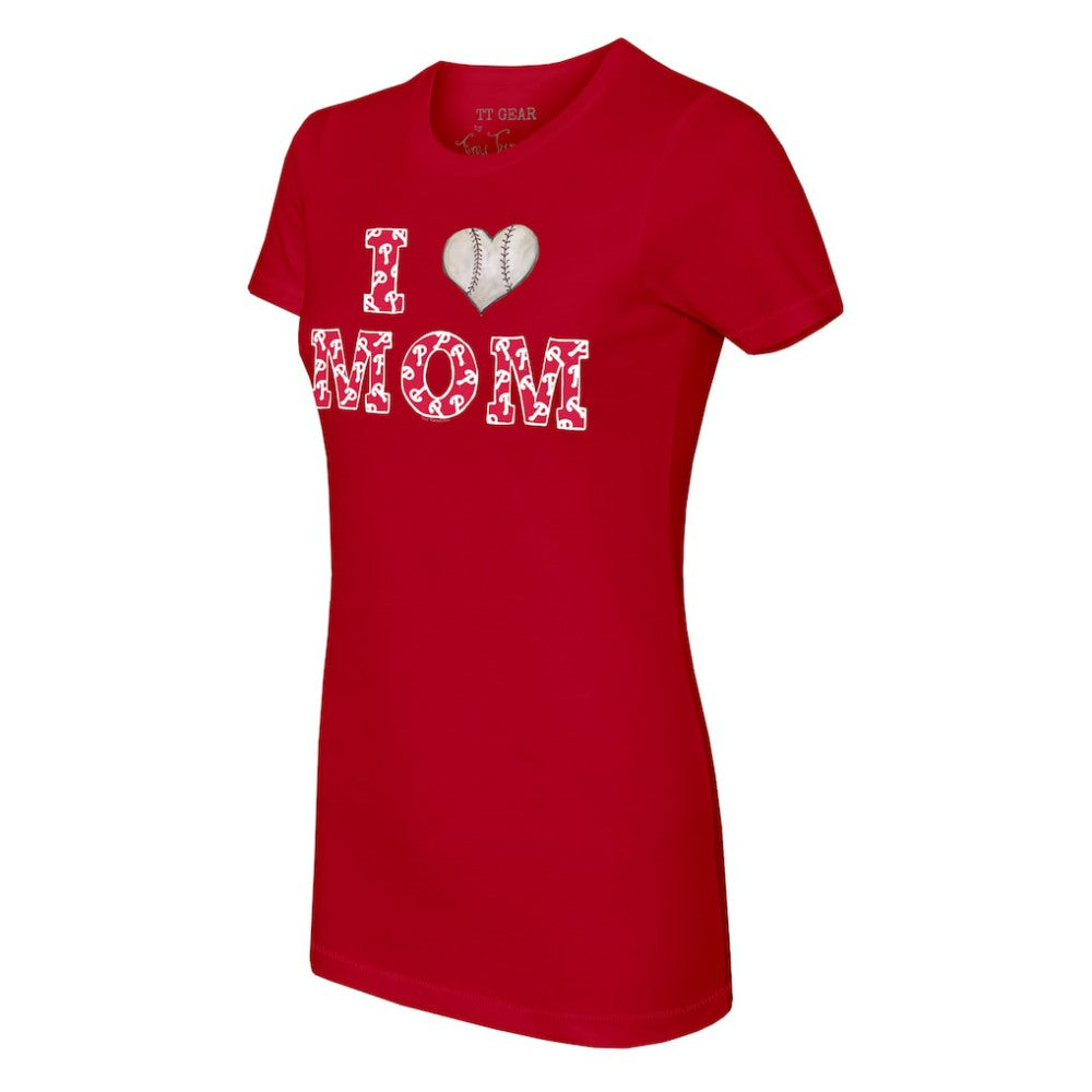 Red Philadelphia Phillies Tiny Turnip Women's I Love Mom T-Shirt