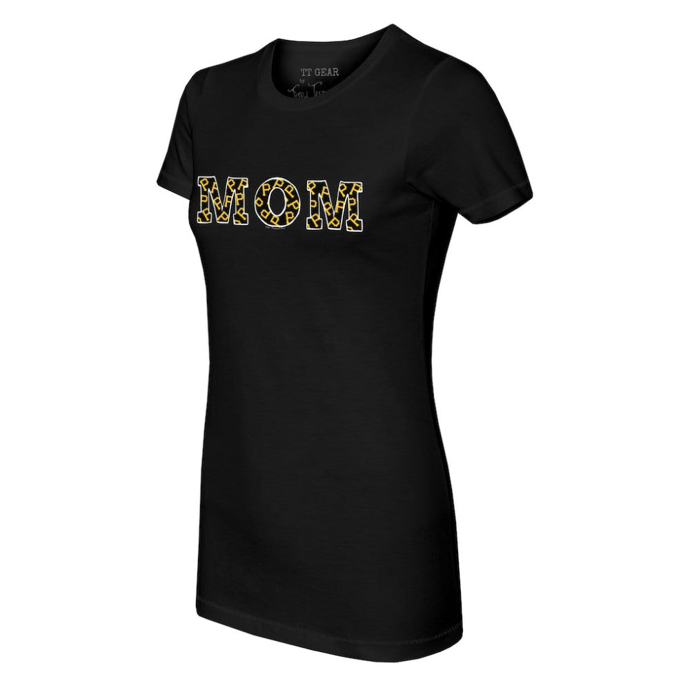 Black Pittsburgh Pirates Tiny Turnip Women's Logo Mom T-Shirt