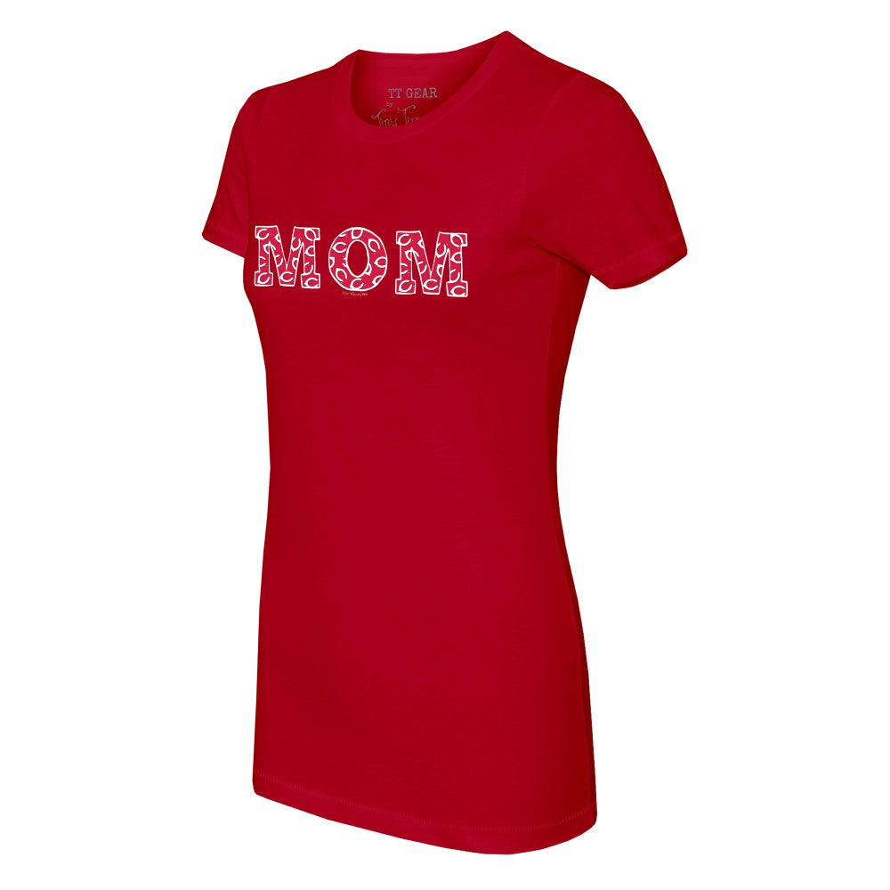 Red Cincinnati Reds Tiny Turnip Women's Logo Mom T-Shirt
