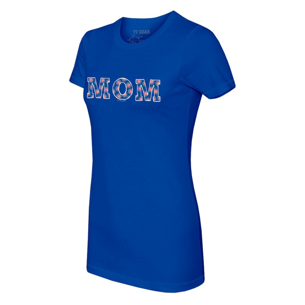 Royal Chicago Cubs Tiny Turnip Women's Logo Mom T-Shirt