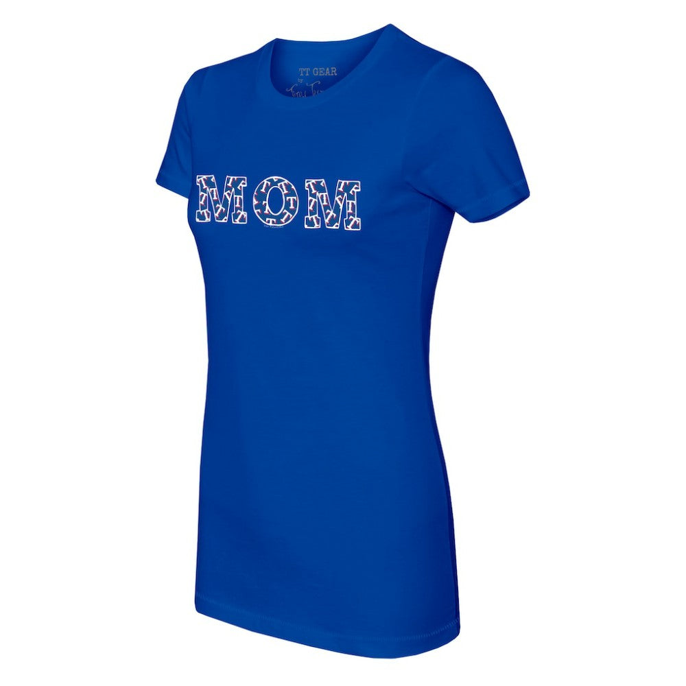 Royal Texas Rangers Tiny Turnip Women's Logo Mom T-Shirt