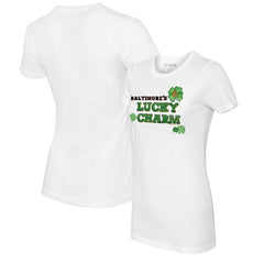 White Baltimore Orioles Tiny Turnip Women's Lucky Charm T-Shirt