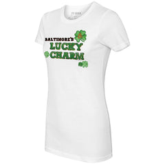 White Baltimore Orioles Tiny Turnip Women's Lucky Charm T-Shirt