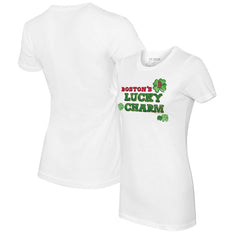 White Boston Red Sox Tiny Turnip Women's Lucky Charm T-Shirt