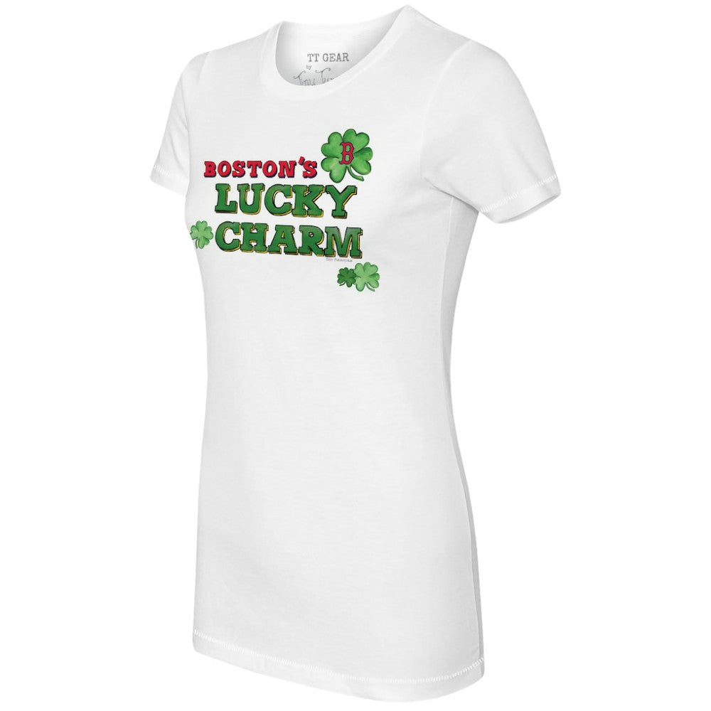 White Boston Red Sox Tiny Turnip Women's Lucky Charm T-Shirt