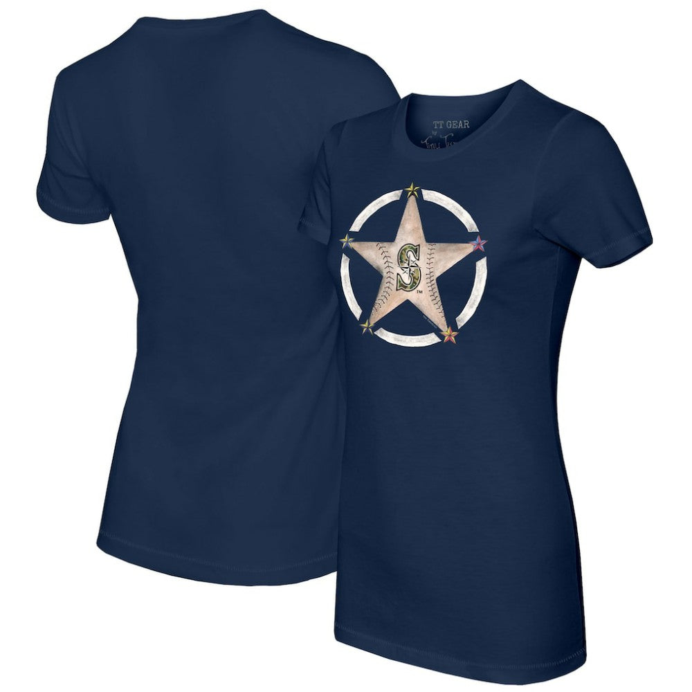 Navy Seattle Mariners Tiny Turnip Women's Military Star T-Shirt