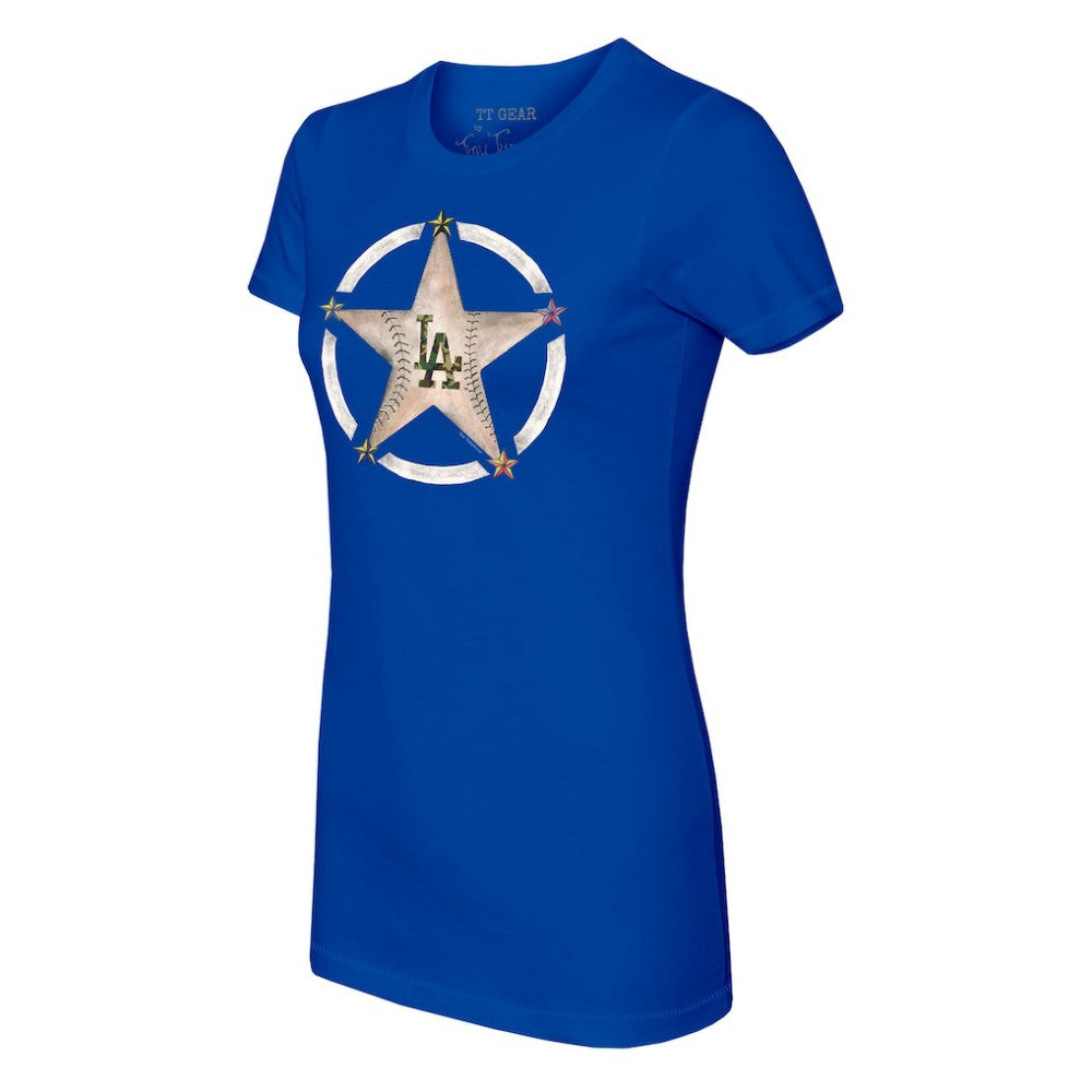 Royal Los Angeles Dodgers Tiny Turnip Women's Military Star T-Shirt